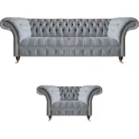 Xl Moebel Gmbh Ensemble de canapés Canapé trois places Canapé salon Fauteuil Chesterfield Design moderne