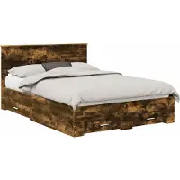 Syfax Cadre de lit Chêne fumé 140 x 200 cm Bois d'ingénierie