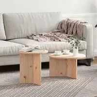 Prolenta Table basse exclusive - Lot de 2, finition naturelle, dimensions 49 x 49 x 28 cm, en bois massif de pin