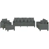 Syfax Ensemble de canapés 4 pcs coussins gris foncé tissu