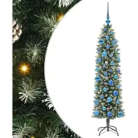 Syfax Arbre de Noël artificiel slim avec 150 LED Vert et blanc 150 cm