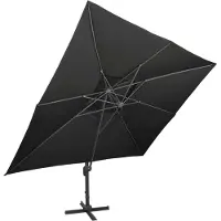 Syfax Parasol de jardin déporté avec double dessus noir 400 x 300 cm