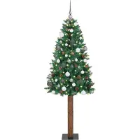 vidaXL Meubles Arbre de Noël élancé avec 300 LED avec support Vert 210 cm - Guirlandes de Noël 3394876