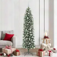 Prolenta Maison Exclusive - Sapin de Noël artificiel élancé vert et blanc, 210 cm