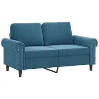 Syfax Canapé à 2 places Bleu 120 cm Velours