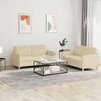 Prolenta Maison Exclusive - Ensemble de canapés 2 pièces avec coussins, tissu crème