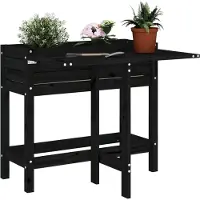 Prolenta Maison Exclusive - Jardinière avec plateau rabattable Noir Bois massif
