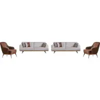AEA alon gris-marron Ensemble de deux canapés trois places et deux fauteuils
