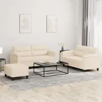 Prolenta Maison Exclusive - Ensemble de canapés 3 pièces avec coussins, tissu microfibre beige