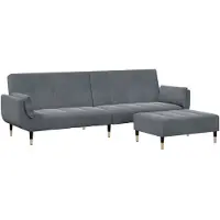 Syfax Canapé-lit à 2 places avec repose-pied gris foncé velours