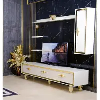 AEA Acier inoxydable Blanc Buffet moderne Support TV Commode en bois