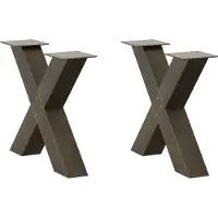 Syfax Pieds de table basse en forme de X, 2 pièces, acier naturel, 50 x (42-43) cm