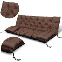 AIO Factory Coussin et dossier pour balançoire de jardin 100X60X50 Cm + 2 coussins Coussin décoratif imperméable en marron
