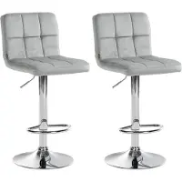 CLP lot de 2 tabourets de bar Peru velours, couleur:gris foncé, piètement couleur:chrome