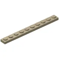 LEGO 1x10 plaques 4477 - 50 pièces beige foncé