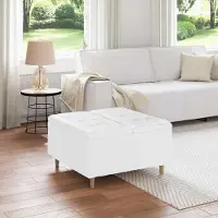 Prolenta Meuble de rangement exclusif - Ottoman avec espace de rangement, blanc, 80 x 80 x 45 cm, revêtement en similicuir