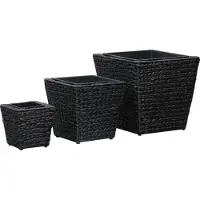 Prolenta Maison Exclusive - Jardinières, ensemble de 3 pièces, en waterhyacinth, couleur noire