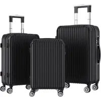 StarTech.com Ensemble de valises - 3 pièces - Coque rigide en ABS - Serrure à combinaison - Roulettes pivotantes silencieuses à 360° - Poignée télescopique - Noir, modèle A