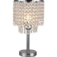 OEM Lampe de table, verre en cristal, design élégant, ivoire, BLANC, argenté