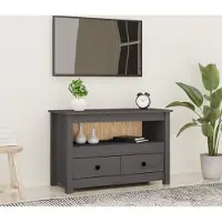 Prolenta Meuble TV exclusif - Gris - 79 x 35 x 52 cm - Bois massif (pin)