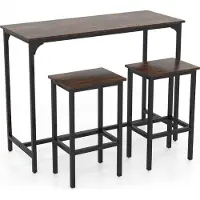 Northix Ensemble de salle à manger à hauteur de comptoir avec table et 2 tabourets, marron
