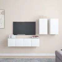 Prolenta Maison Exclusive - Ensemble de 4 meubles TV blancs en bois composite