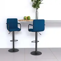 Prolenta Maison Exclusive - Tabourets de bar, lot de 2, velours bleu