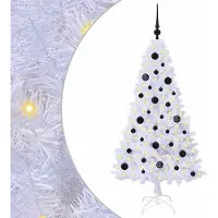 Syfax Sapin de Noël artificiel avec 150 LED Blanc 150 cm PVC et Acier