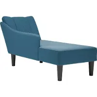 Syfax Fauteuil long avec accoudoir droit bleu velours