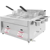 OEM Friteuse à gaz, double cuve, construction en acier inoxydable, gris clair