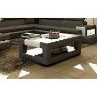 JV Möbel Tables basses 130 x 75 x 45 Similicuir Noir/Blanc JVmoebel