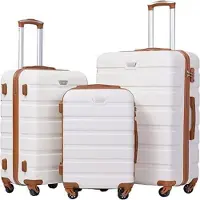 Sonstiges Valise rigide Trolley Set Blanc/Brun Serrure TSA 4 roues
