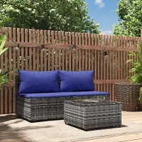 Prolenta Maison Exclusive - Ensemble salon de jardin 3 pièces avec coussins gris en polyrotin