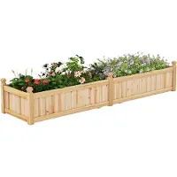 Northix Jardinière surélevée en bois avec séparateur, drainage, 227 x 59,5 x 40 cm
