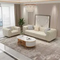 AEA Set 2 tlg Wohnzimmer Sofagarnitur Dreisitzer Sofa Modern Sessel Leder