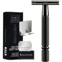 INF Nouveau rasoir manuel - Double tranchant pour un rasage en douceur Le noir