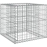 vidaXL Corbeille à gabion argentée 70x70x65 cm Fer galvanisé