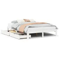 Syfax Cadre de lit avec tiroirs sans matelas blanc 120x200 cm