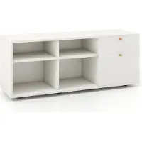 Northix Commode avec 2 tiroirs & 4 compartiments & pieds réglables buffet meuble TV blanc