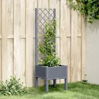 Prolenta Maison Exclusive - Bac à plantes avec treillis bleu gris 40x40x142 cm PP