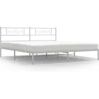 Syfax Cadre de lit métal sans matelas et tête de lit blanc 183x213 cm