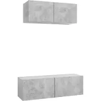 Sonstiges Ensemble de meubles TV 2 pcs Gris béton Bois d'ingénierie