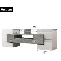 StarTech.com Meuble TV - Meuble bas - Dimensions 145 x 50 cm - Éclairage LED - Cadre en bois - Avec espace de rangement - À assembler - Blanc