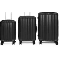 ZELLERFELD set de 3 valises ABS à coque dure Trolley Valise Système de roulettes Valise de voyage à coque dure avec 4 roues doubles Noir