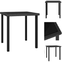 vidaXL Table de jardin noire 70x70x73 cm Poly rotin - Tables de jardin