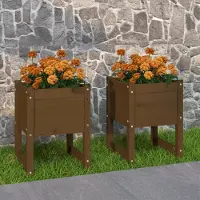 Prolenta Maison Exclusive - 2 bacs à plantes, couleur miel, 40 x 40 x 52,5 cm, bois massif de pin