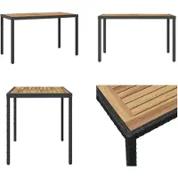 vidaXL Table de jardin noire et marron 123x60x74 cm Bois d'acacia massif - Table de jardin - Tables de jardin - Table d'extérieur - Tables d'extérieur