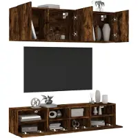 Prolenta Maison Exclusive - Unités murales TV 5 pcs chêne fumé bois d'ingénierie