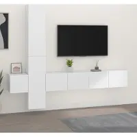 vidaXL 5 pcs. Armoire TV Set Blanc Bois composite - Ensemble d'armoires TV - Ensembles d'armoires TV - Meuble-paroi
