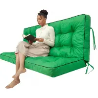 Hobbygarden POLA coussin pour balançoire de jardin 150×106×10 cm - imperméable, protégé contre les UV, matelassé, confortable, avec attaches - vert